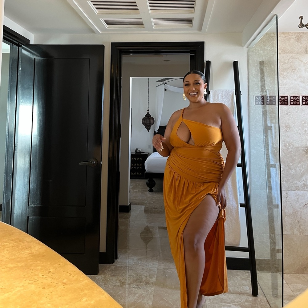 Draped Yellow Women's Dress